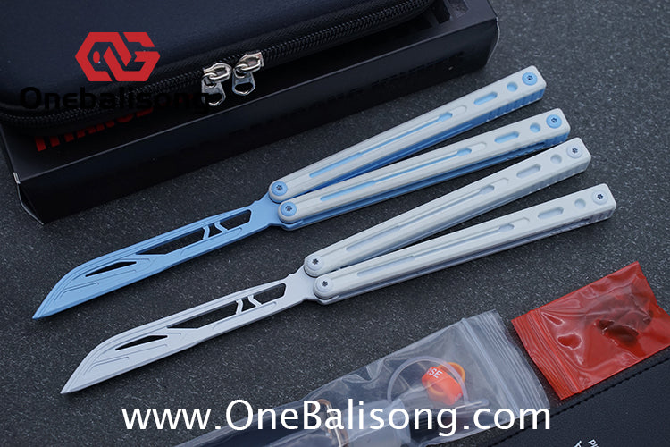 TITANOBOA Crystal Butterfly Balisong Aluminum Alloy Handle Stainless Steel Blade Bushing
