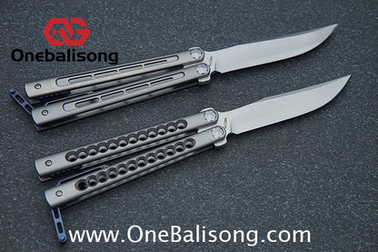 Roar Smallpox Mini Balisong Titanium Alloy Sandwich Handle Stainless Steel 14c28n Blade Bearing Structure