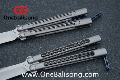 Roar Smallpox Mini Balisong Titanium Alloy Sandwich Handle Stainless Steel 14c28n Blade Bearing Structure