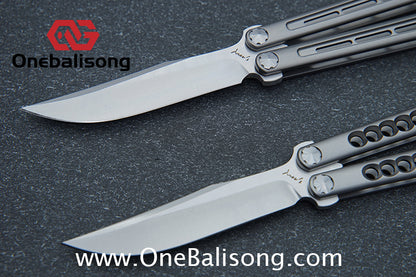 Roar Smallpox Mini Balisong Titanium Alloy Sandwich Handle Stainless Steel 14c28n Blade Bearing Structure