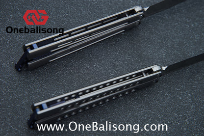 Roar Smallpox Mini Balisong Titanium Alloy Sandwich Handle Stainless Steel 14c28n Blade Bearing Structure