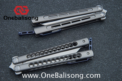 Roar Smallpox Mini Balisong Titanium Alloy Sandwich Handle Stainless Steel 14c28n Blade Bearing Structure