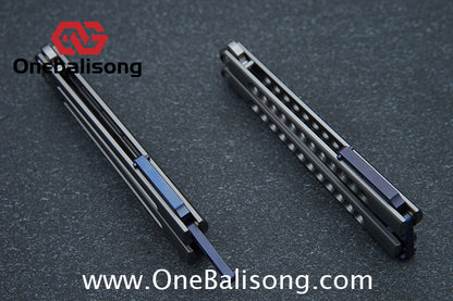 Roar Smallpox Mini Balisong Titanium Alloy Sandwich Handle Stainless Steel 14c28n Blade Bearing Structure