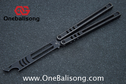 Armed Shark Titanium Madko Balisong Clone TC4 Titanium Handle Stainless Steel Trainer/Damascus Fake Blade