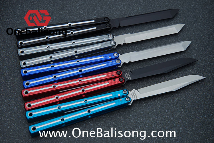 Baliplus 7075 Glossy Bright Slot Kraken V3 Aluminum Balisong Stainless Steel Blade Clone Bushing