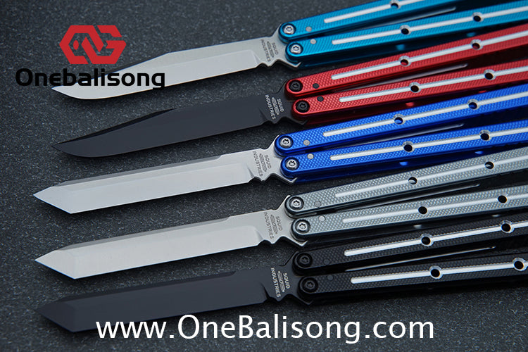 Baliplus 7075 Glossy Bright Slot Kraken V3 Aluminum Balisong Stainless Steel Blade Clone Bushing