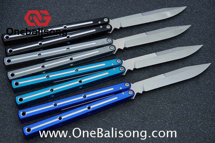 Baliplus 7075 Glossy Bright Slot Kraken V3 Aluminum Balisong Stainless Steel Blade Clone Bushing