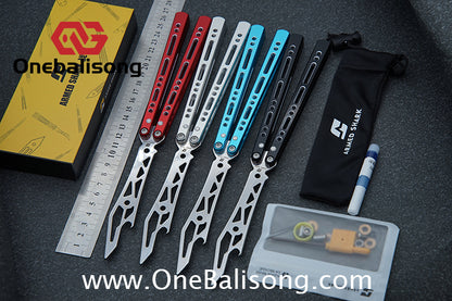 Armed Shark Pike/Barracuda Balisong Clone 7075 Aluminum Alloy Handle 5Cr15  Stainless Steel Trainer Blade Bushing