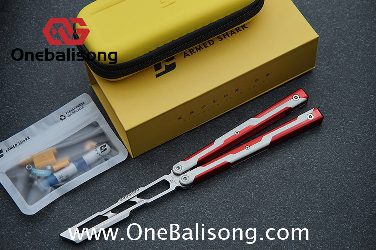 Armed Shark Ajax Clone Seven Series Aluminum Alloy G10 Patch Handle Stainless Steel Trainer Blade Bushing Balisong