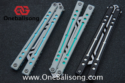 Baliplus Nautilus V1 Balisong Clone Aluminum Alloy G10 Patch Handle Stainless Steel Blade Bushing