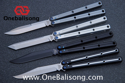 Blue River Glossy Kraken 7075 Aluminum Handle Titanium Alloy Screws Balisong Stainless Steel Blade Clone Bushing