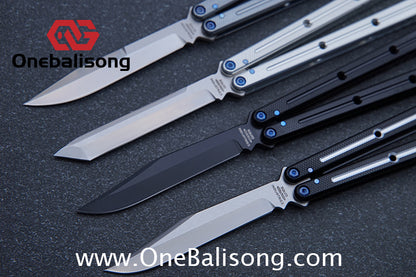 Blue River Glossy Kraken 7075 Aluminum Handle Titanium Alloy Screws Balisong Stainless Steel Blade Clone Bushing