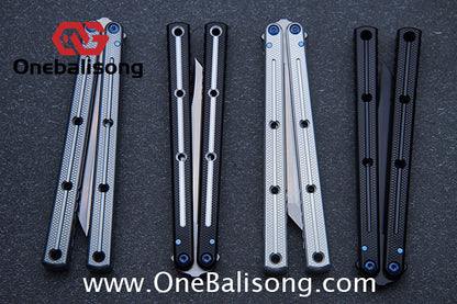 Blue River Glossy Kraken 7075 Aluminum Handle Titanium Alloy Screws Balisong Stainless Steel Blade Clone Bushing