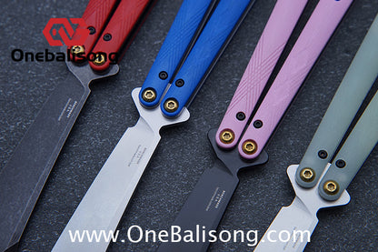 Baliplus BM99 Necron Balisong Clone Sandwich Titanium/G10+Stainless Steel Handle Live/Fake Blade Bushing
