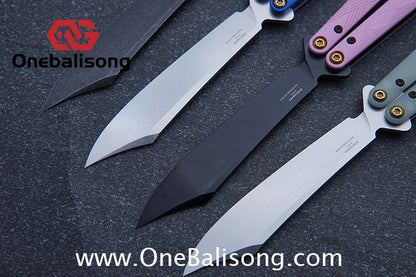 Baliplus BM99 Necron Balisong Clone Sandwich Titanium/G10+Stainless Steel Handle Live/Fake Blade Bushing