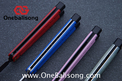 Baliplus BM99 Necron Balisong Clone Sandwich Titanium/G10+Stainless Steel Handle Live/Fake Blade Bushing