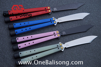 Baliplus BM99 Necron Balisong Clone Sandwich Titanium/G10+Stainless Steel Handle Live/Fake Blade Bushing