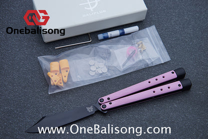 Baliplus BM99 Necron Balisong Clone Sandwich Titanium/G10+Stainless Steel Handle Live/Fake Blade Bushing