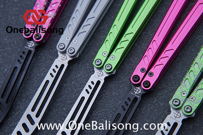 Baliplus New Aluminum Channel BB Barebones Balisong Clone 7075 Aluminum Alloy Handle 420 Stainless Steel Blade Bushing