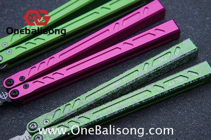 Baliplus New Aluminum Channel BB Barebones Balisong Clone 7075 Aluminum Alloy Handle 420 Stainless Steel Blade Bushing