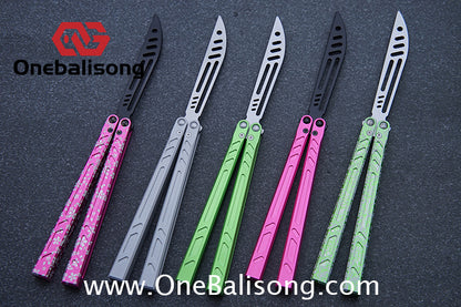 Baliplus New Aluminum Channel BB Barebones Balisong Clone 7075 Aluminum Alloy Handle 420 Stainless Steel Blade Bushing