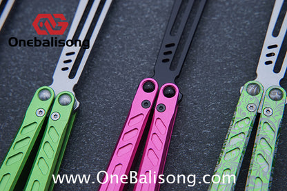 Baliplus New Aluminum Channel BB Barebones Balisong Clone 7075 Aluminum Alloy Handle 420 Stainless Steel Blade Bushing