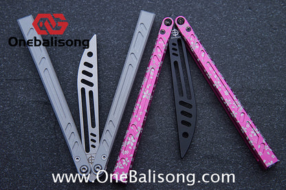 Baliplus New Aluminum Channel BB Barebones Balisong Clone 7075 Aluminum Alloy Handle 420 Stainless Steel Blade Bushing