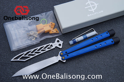 Baliplus BM99 Necron Balisong Clone Sandwich Titanium/G10+Stainless Steel Handle Live/Fake Blade Bushing