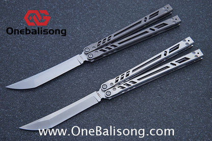 Baliplus Titanium BB Barebones Balisong Clone Titanium Alloy Sandwich Handle VG10 Blade Bushing