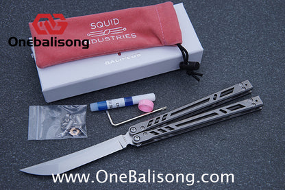 Baliplus Titanium BB Barebones Balisong Clone Titanium Alloy Sandwich Handle VG10 Blade Bushing