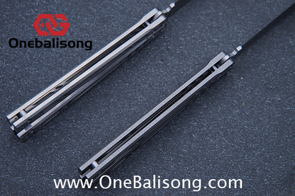 Baliplus Titanium BB Barebones Balisong Clone Titanium Alloy Sandwich Handle VG10 Blade Bushing