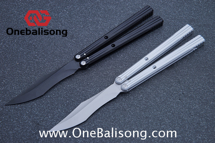 Purple Smoke The Tiger Balisong 7075 Aluminum Alloy Handle 440c Stainless Steel Trainer Blade Bushing