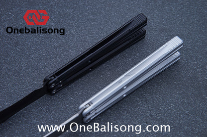 TITAN  & Purple Smoke The Tiger V2 Balisong 7075 Aluminum Alloy Handle 440c Stainless Steel Trainer Blade Bushing