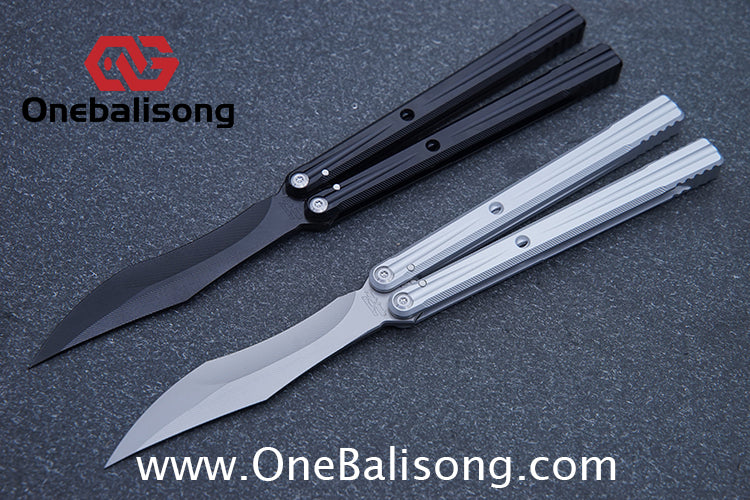 Purple Smoke The Tiger Balisong 7075 Aluminum Alloy Handle 440c Stainless Steel Trainer Blade Bushing