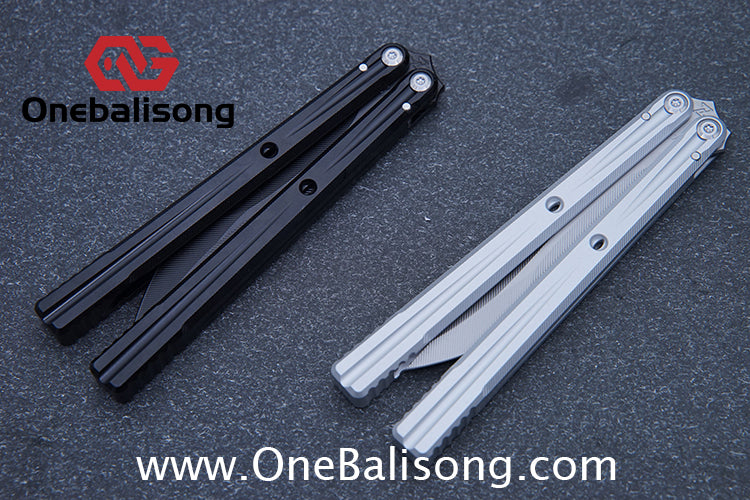 Purple Smoke The Tiger Balisong 7075 Aluminum Alloy Handle 440c Stainless Steel Trainer Blade Bushing