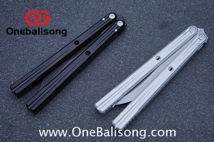 TITAN  & Purple Smoke The Tiger V2 Balisong 7075 Aluminum Alloy Handle 440c Stainless Steel Trainer Blade Bushing