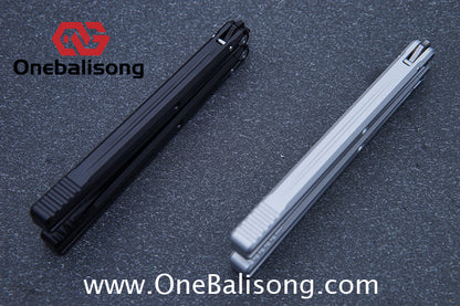 TITAN  & Purple Smoke The Tiger V2 Balisong 7075 Aluminum Alloy Handle 440c Stainless Steel Trainer Blade Bushing