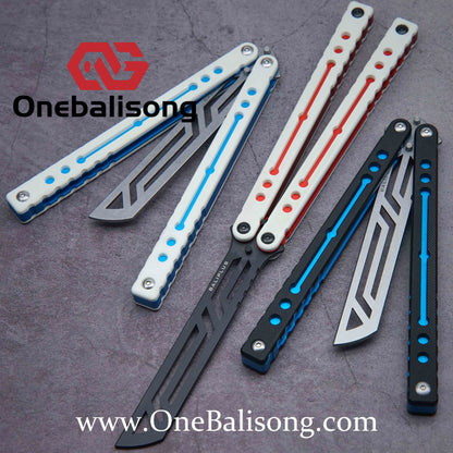 Baliplus Nautilus V1 Balisong Clone Aluminum Alloy G10 Patch Handle Stainless Steel Blade Bushing