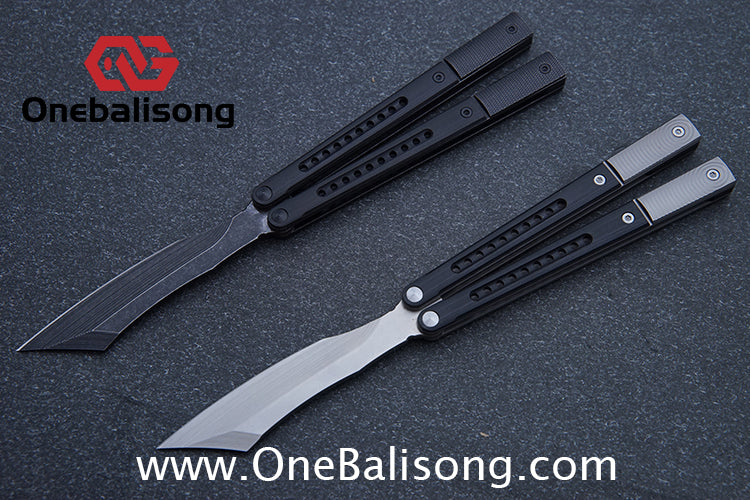 JK Litetech Clone Balisong Titanium Alloy Lining G10 Patch Handle Stainless Steel Blade Bushing
