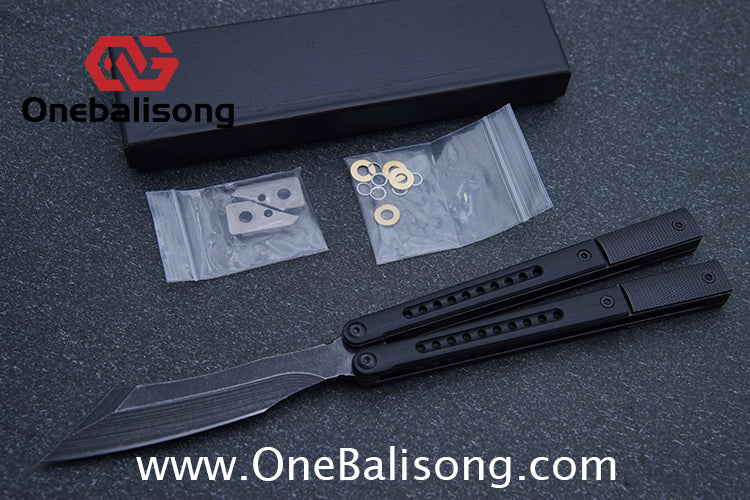 JK Litetech Clone Balisong Titanium Alloy Lining G10 Patch Handle Stainless Steel Blade Bushing