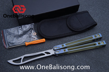 Theone Arctic Fox Balisong Titanium Alloy Handle Stainless Steel Blade Bushing
