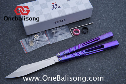 Titus Titanium CHAB Clone Balisong Titanium Channe Alpha Beast Stainless Steel Blade Bushing