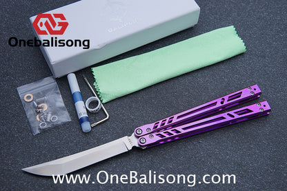 Baliplus Titanium BB Barebones Balisong Clone Titanium Alloy Sandwich Handle VG10 Blade Bushing