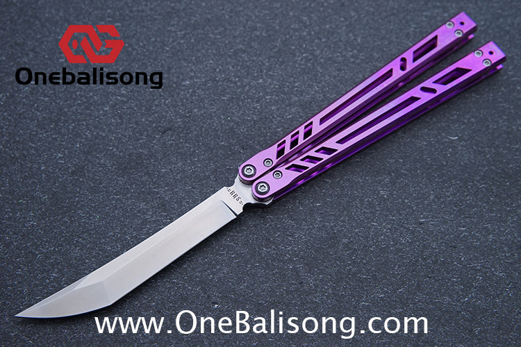 Baliplus Titanium BB Barebones Balisong Clone Titanium Alloy Sandwich Handle VG10 Blade Bushing