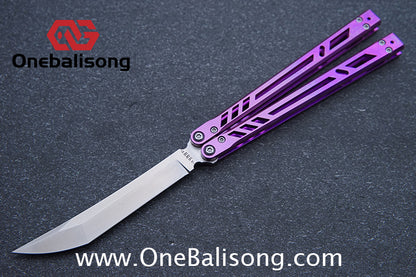 Baliplus Titanium BB Barebones Balisong Clone Titanium Alloy Sandwich Handle VG10 Blade Bushing