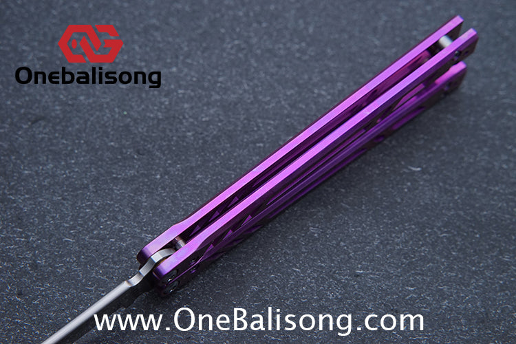 Baliplus Titanium BB Barebones Balisong Clone Titanium Alloy Sandwich Handle VG10 Blade Bushing