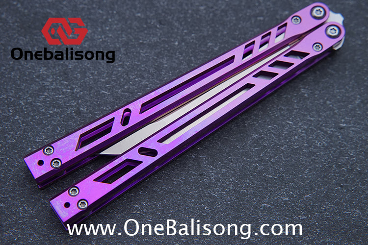 Baliplus Titanium BB Barebones Balisong Clone Titanium Alloy Sandwich Handle VG10 Blade Bushing