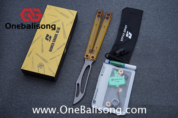 ARMED SHARK PEI Orca Balisong Clone Integrated Handle Made Of PEI Material TC4 Titanium Alloy Blade Bushing