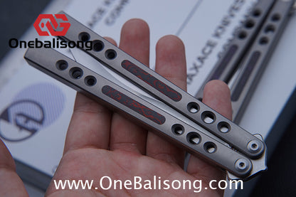 Maxace Snowy Owl Balisong Titanium TC4 Handle Bailu M390 Blade Imported Carbon Horse Patch Bushing