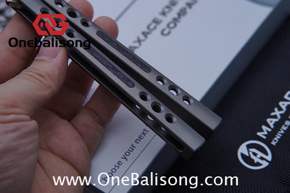 Maxace Snowy Owl Balisong Titanium TC4 Handle Bailu M390 Blade Imported Carbon Horse Patch Bushing